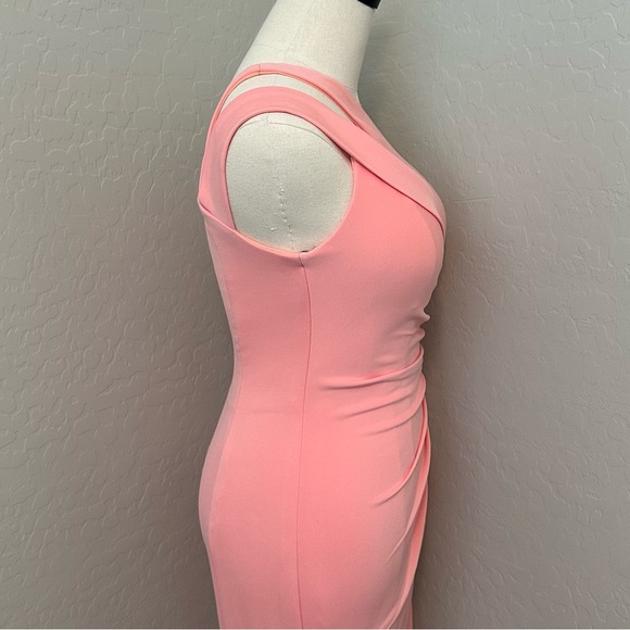 NEW JOVANI SZ 4 BLUSH ASYMMETRICAL ONE SHOULDER FORM FIT FORMAL EVENING GOWN - Picture 8 of 16